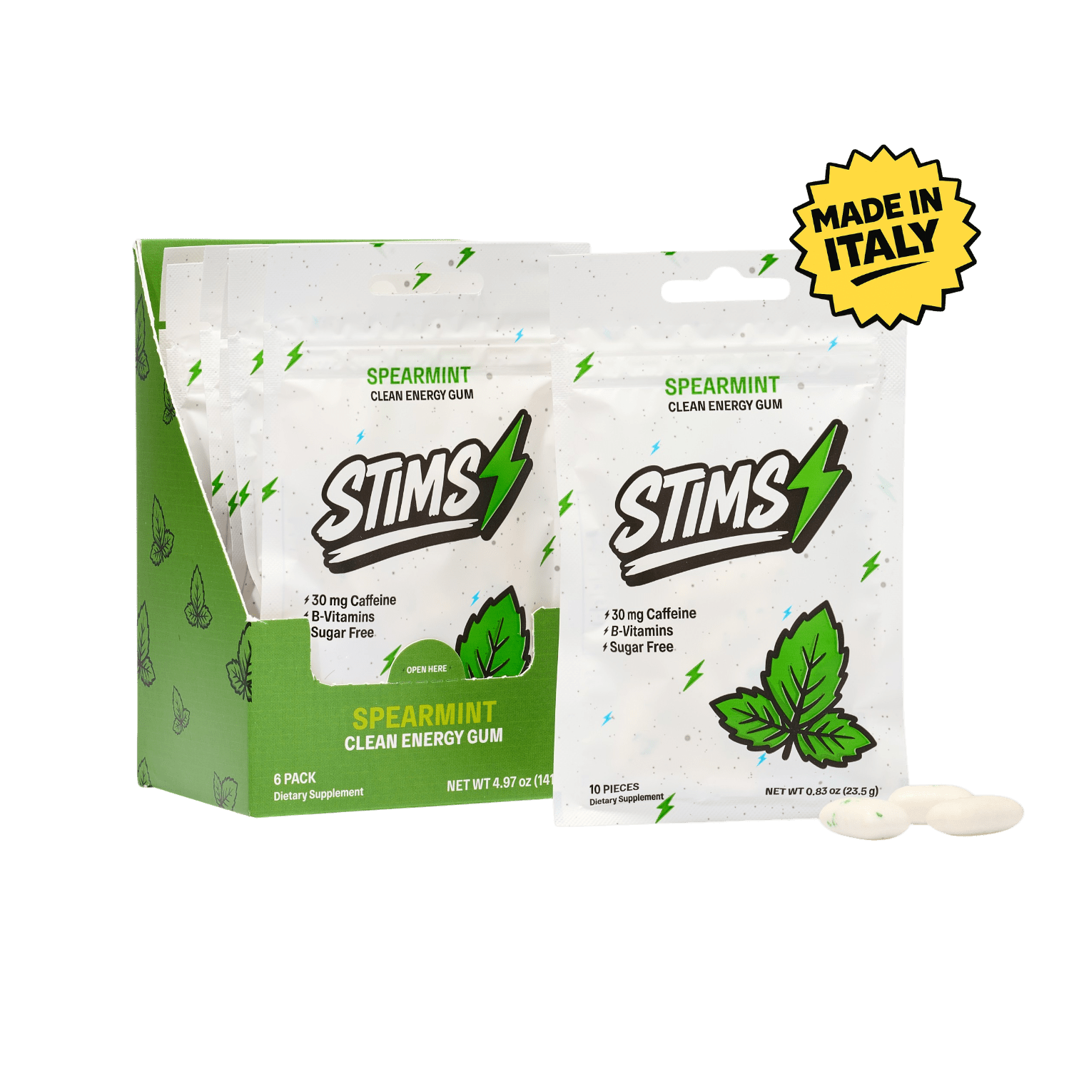 STIMS® SPEARMINT ENERGY GUM - Stims Energy Gum